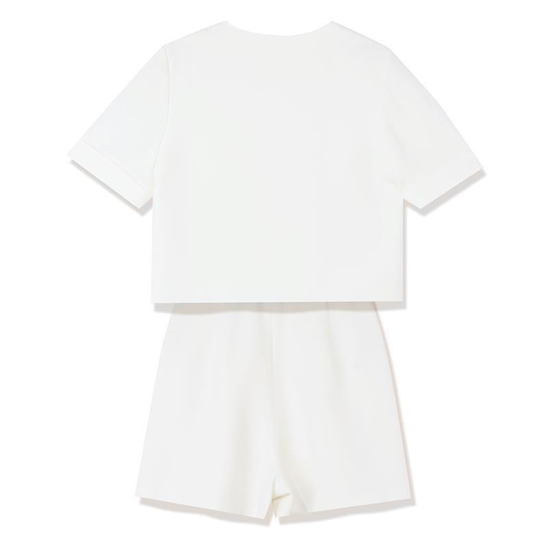 White Acetate Blazer And Shorts Two-Piece Suit