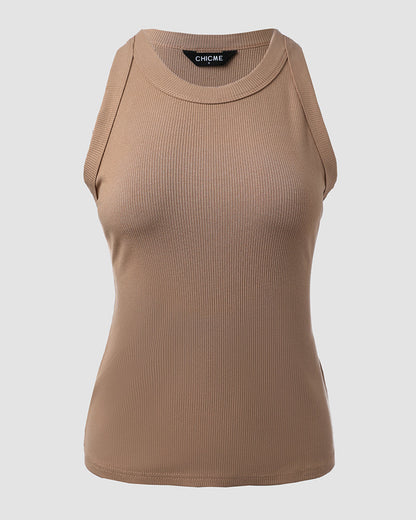 3 Pack Knit Round Neck Thick Strap Racerback Tank Tops(Without Pads)