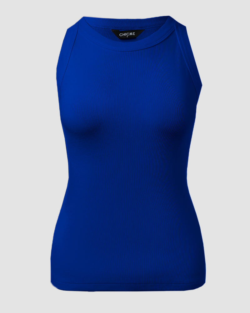 3 Pack Knit Round Neck Thick Strap Racerback Tank Tops(Without Pads)