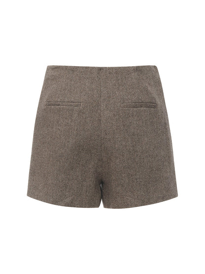 Brown Washable Wool Women Shorts