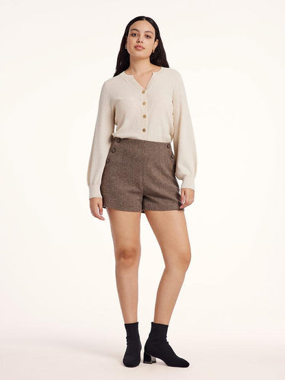 Brown Washable Wool Women Shorts
