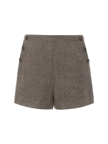Brown Washable Wool Women Shorts