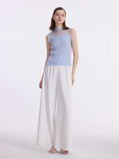 Tencel And Woolen Lace Ruffle Women Tank Top