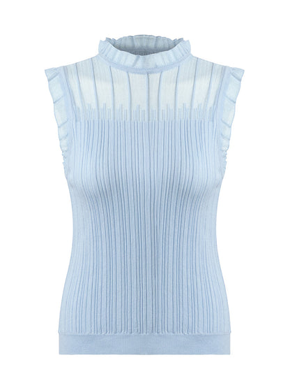 Tencel And Woolen Lace Ruffle Women Tank Top