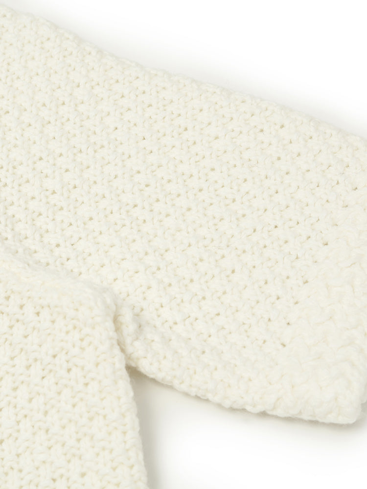 Openwork Round Neck Knitted Women Cardigan