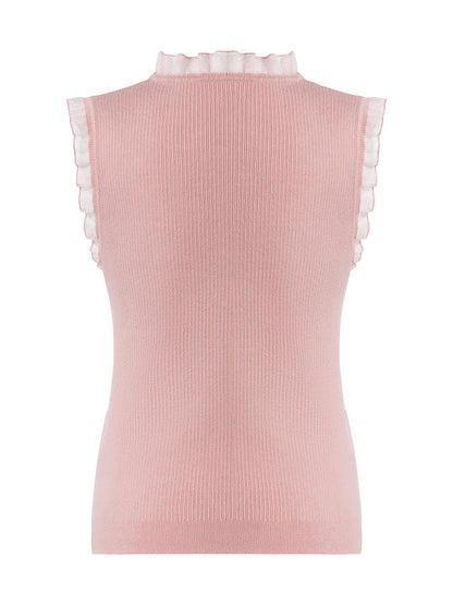 Tencel And Woolen Lace Ruffle Women Tank Top