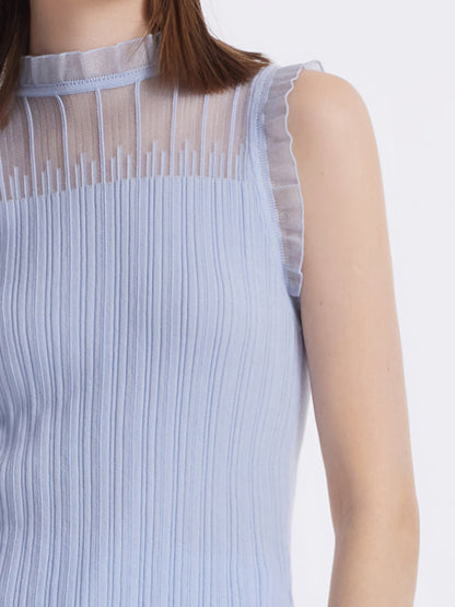 Tencel And Woolen Lace Ruffle Women Tank Top