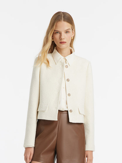 Goelia Women's Wool Blend Stand Collar Single-Breasted Women Jacket For Work And Daily