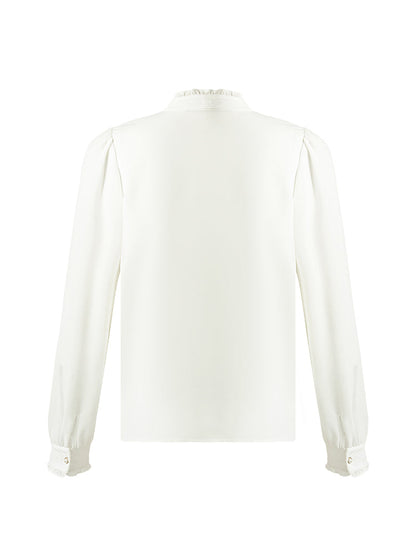 Bow Tie Ruffle Collar Women Shirt