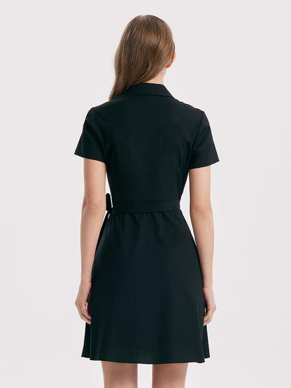 V-neck Notched Lapel Lace-Up Mini Dress