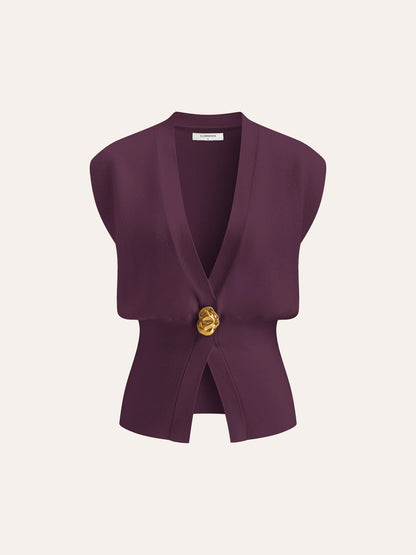 V-Neck Buttoned Detail Sweater Vest