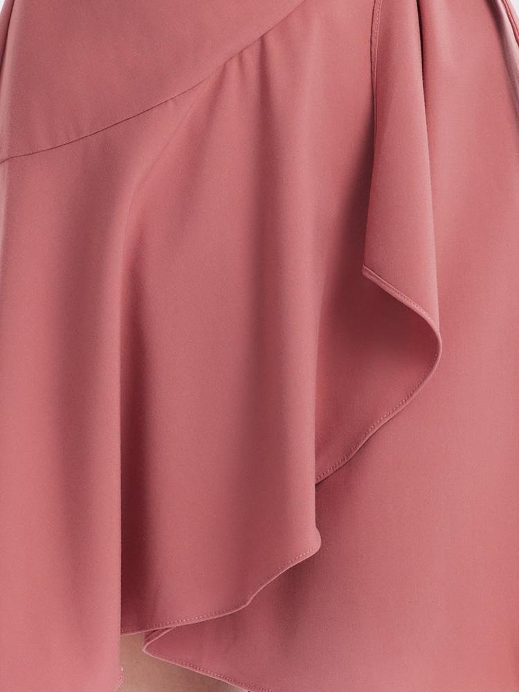 V-neck Notched Lapel Lace-Up Mini Dress