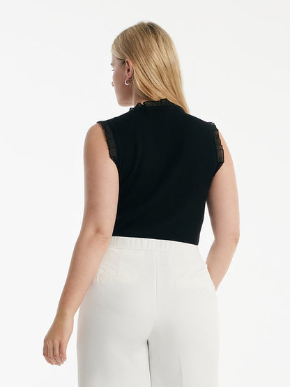 Tencel And Woolen Lace Ruffle Women Tank Top