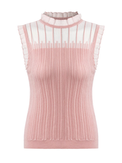 Tencel And Woolen Lace Ruffle Women Tank Top