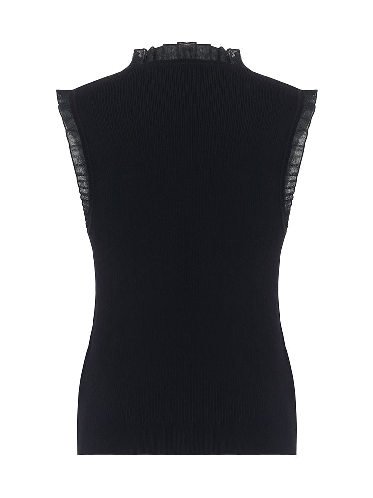 Tencel And Woolen Lace Ruffle Women Tank Top