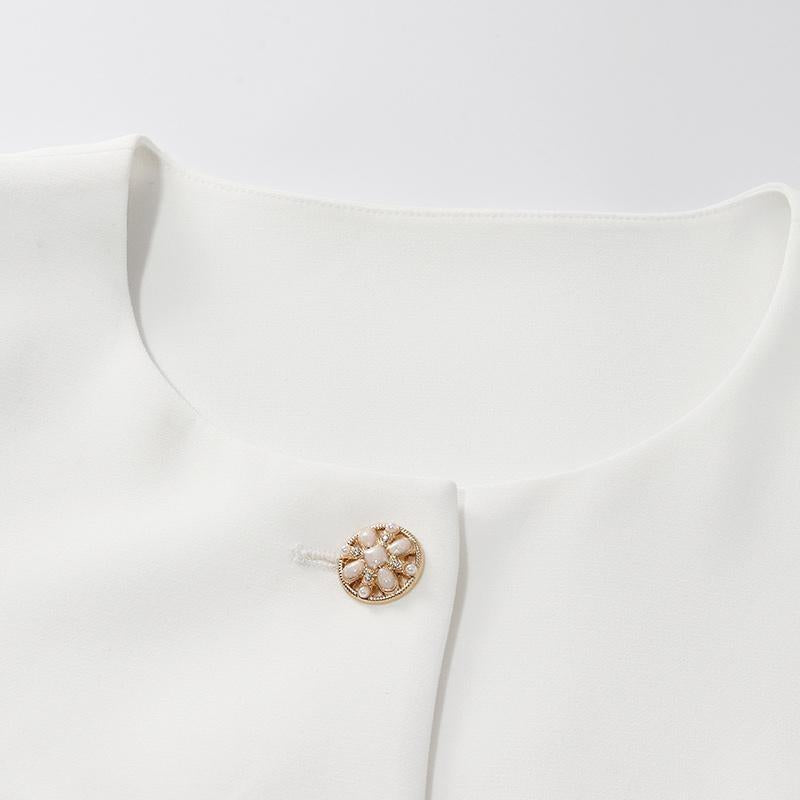 White Acetate Blazer And Shorts Two-Piece Suit