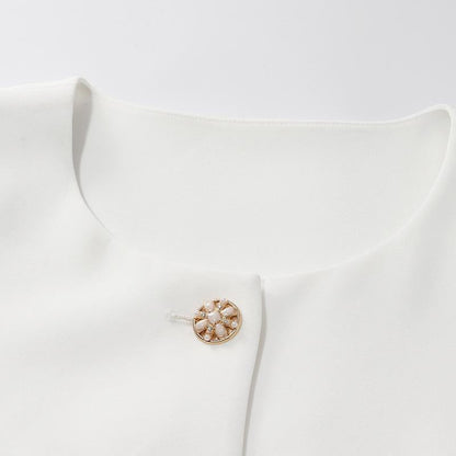 White Acetate Blazer And Shorts Two-Piece Suit